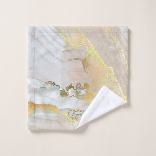 Elegant Pink Gold Monogramed Bad Handdoek (Wasdoekje)