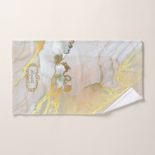 Elegant Pink Gold Monogramed Bad Handdoek (Handdoek)