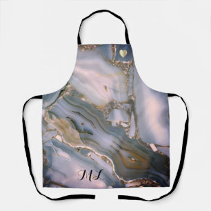 Elegant Pink Gold Monogrammed Apron met hart Schort