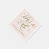 Elegant Pink Gold Mr en Mrs Script Monogram Servetten (Hoek)