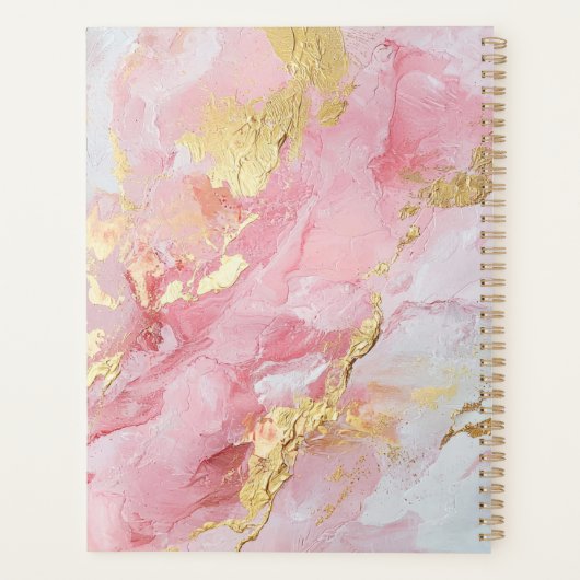 Elegant Pink & Gold Paint Purple Name Planner (Achterkant)