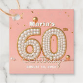 Elegant Pink Gold Pearl Number 60th Birthday Party Bedankjes Labels (Voorkant)
