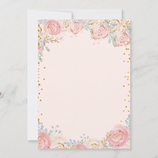 Elegant Pink Gold Quinceanera Uitnodiging (Achterkant)