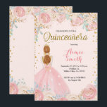 Elegant Pink Gold Quinceanera Uitnodiging<br><div class="desc">Elegant Pink Gold Quinceanera Uitnodiging</div>