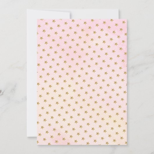 Elegant Pink Gold Stars Girl Baby shower Kaart (Achterkant)
