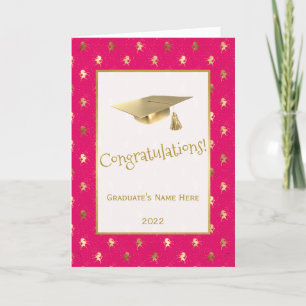 Elegant Pink Gold Unicorns Afstuderen Kaart