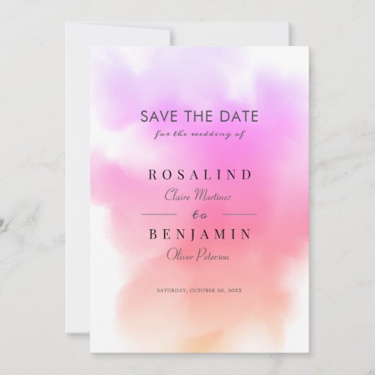 Elegant Pink Gold Waterverf Abstract huwelijk Save The Date (Voorkant)