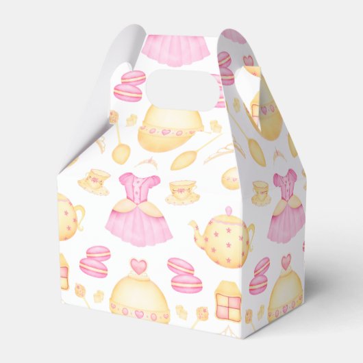 Elegant Pink & Gold Waterverf Princess Tea Party Bedankdoosjes (Voorkant Zijde)