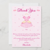 Elegant Pink & Gold Waterverf Princess Tea Party Bedankkaart (Voorkant)
