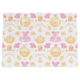 Elegant Pink & Gold Waterverf Princess Tea Party Groot Cadeauzakje