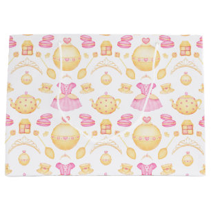 Elegant Pink & Gold Waterverf Princess Tea Party Groot Cadeauzakje