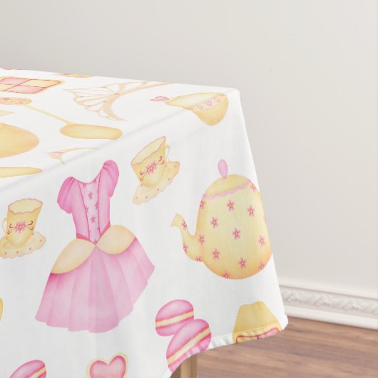 Elegant Pink & Gold Waterverf Princess Tea Party Tafelkleed (Voorbeeld)