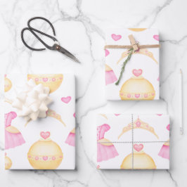 Elegant Pink & Gold Waterverf Princess Tiara Inpakpapier Vel