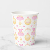 Elegant Pink & Gold Waterverf Princess Tiara Papieren Bekers (Voorkant)