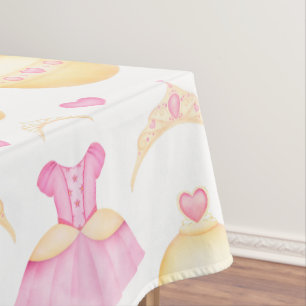 Elegant Pink & Gold Waterverf Princess Tiara Tafelkleed