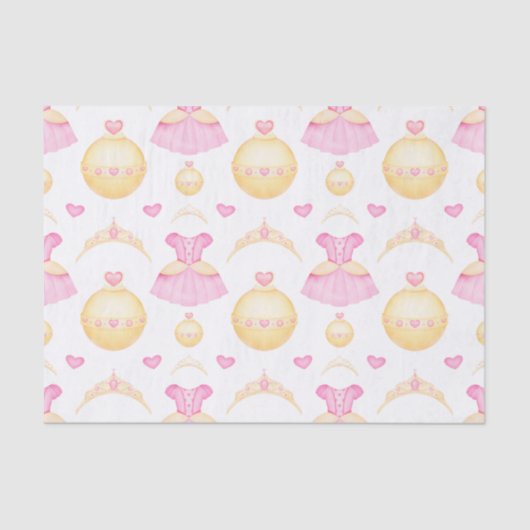 Elegant Pink & Gold Waterverf Princess Tiara Tissuepapier (Voorkant)