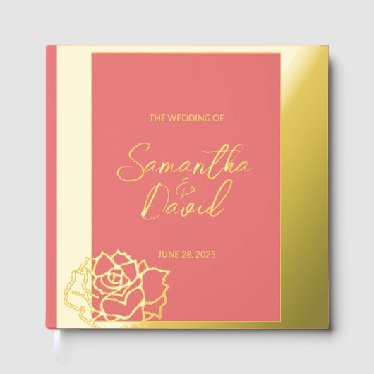 Elegant Pink Gold Wedding Folie Gastboek Gastenboek (Voorkant)