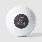 Elegant Pink Golf Club White Bows Custom Birthday Golfballen (Voorkant)