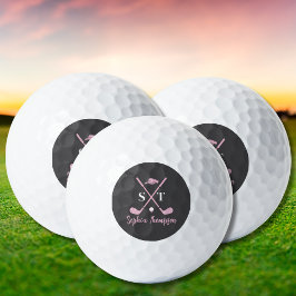 Elegant Pink Golf Club White Bows Custom Birthday Golfballen