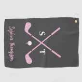 Elegant Pink Golf Club White Bows Custom Birthday Golfhanddoek (Horizontaal)