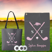 Elegant Pink Golf Club White Bows Custom Birthday Golfhanddoek