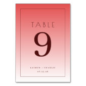 Elegant Pink Gradient Table Number Kaart (Achterkant)