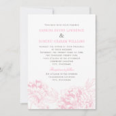 Elegant Pink Gray Floral Peony Wedding Kaart (Voorkant)