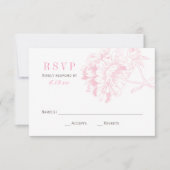 Elegant Pink Gray Floral Peony Wedding RSVP Kaartje (Voorkant)