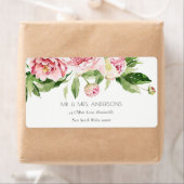 ELEGANT PINK GREEN BLUSH PEONY FLORAL WATERVERF L ETIKET (Insitu)