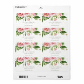 ELEGANT PINK GREEN BLUSH PEONY FLORAL WATERVERF L ETIKET (Full Sheet)