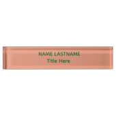 Elegant pink &green custom name naambordje (Voorkant)