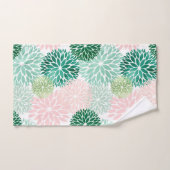 Elegant Pink Green Dahlia Floral Bad Handdoek (Handdoek)