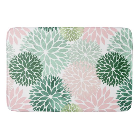 Elegant Pink Green Dahlia Floral Badmat (Voorkant)
