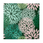 Elegant Pink Green Dahlia Floral Tegeltje (Voorkant)