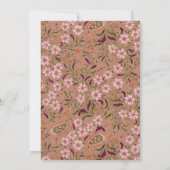 Elegant Pink Green Floral Paisley Motif Wedding Kaart (Achterkant)