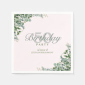 Elegant Pink Green Flower Women's 50th Birthday  Servet (Voorkant)