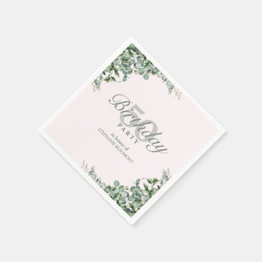 Elegant Pink Green Flower Women's 50th Birthday Servet (Hoek)