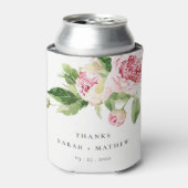 Elegant Pink Green Peony Floral Bedankt Weddenscha Blikjeskoeler (Blikje Voorkant)