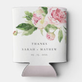 Elegant Pink Green Peony Floral Bedankt Weddenscha Blikjeskoeler (Achterkant)