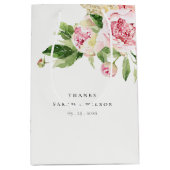 Elegant Pink Green Peony Floral Bedankt Weddenscha Medium Cadeauzakje (Voorkant)
