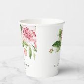 Elegant Pink Green Peony Floral Bedankt Weddenscha Papieren Bekers (Links)