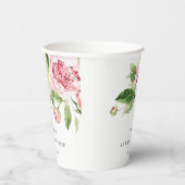 Elegant Pink Green Peony Floral Bedankt Weddenscha Papieren Bekers (Rechts)