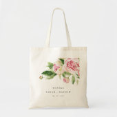 Elegant Pink Green Peony Floral Bedankt Weddenscha Tote Bag (Voorkant)