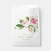 Elegant Pink Green Peony Floral Vrijgezellenfeest Bedankzakje (Voorkant)