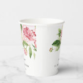 Elegant Pink Green Peony Floral Vrijgezellenfeest Papieren Bekers (Rechts)