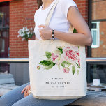 Elegant Pink Green Peony Floral Vrijgezellenfeest Tote Bag<br><div class="desc">Als u nog meer aanpassingen nodig hebt,  kunt u mij op yellowfebstudio@gmail.com vrij klikken.</div>