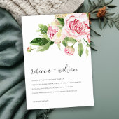 ELEGANT PINK GREEN PEONY FLORAL WATERVERF WEDING