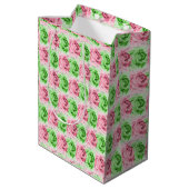 Elegant Pink & Green Rose Gift Bag Medium Cadeauzakje (Achterkant Gekanteld)