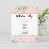 ELEGANT PINK GREEN SPRING THEME BIRTHDAY KAART (Staand voorkant)