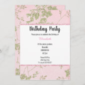 ELEGANT PINK GREEN SPRING THEME BIRTHDAY KAART (Voorkant / Achterkant)